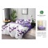 Set Lenjerie de Pat din Finet cu 2 Fete, 6 Piese, Pat 2 Persoane, Alb-Mov, fluturi, LDF-078