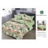 Set Lenjerie de Pat din Finet cu 2 Fete, 6 Piese, Pat 2 Persoane, Verde-Multicolor, flori, LDF-079