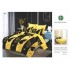 Set Lenjerie de Pat din Finet cu 2 Fete, 6 Piese, Pat 2 Persoane, Negru-Galben, fluturi, LDF-080