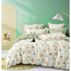 Lenjerie de Pat din Finet, 4 Piese, Pat 1 Persoana, Alb-Multicolor, leu, LFS-099
