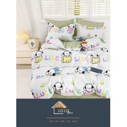 Lenjerie de Pat din Finet, 4 Piese, Pat 1 Persoana, Alb-Multicolor, like, LFS-101