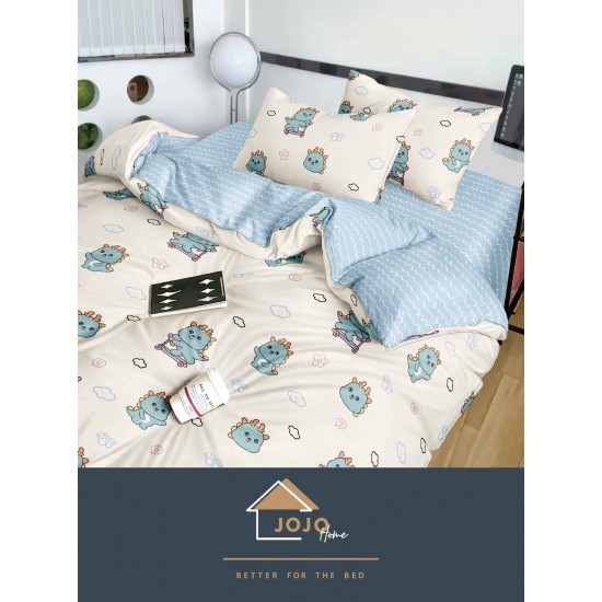 Lenjerie de Pat din Finet, 4 Piese, Pat 1 Persoana, Alb-Blue, nori, LFS-111 Lenjerii Finet 1 persoana