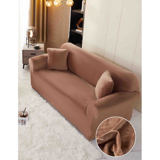 Husa Canapea din CATIFEA, pentru 3 Persoane, Maro, HCC-024 Huse Canapea Catifea
