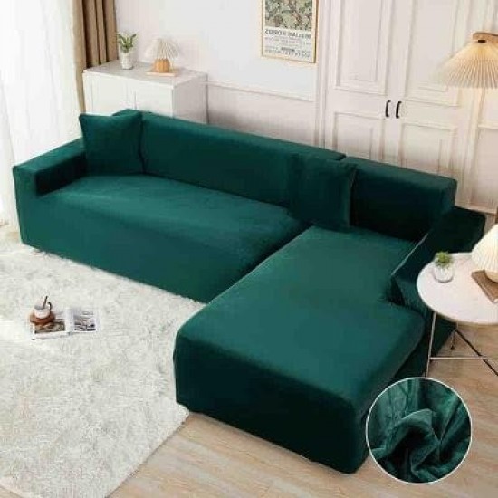 Set 2 Huse Elastice pentru Coltar, CATIFEA, Verde, HCC-035 Huse Coltar Catifea