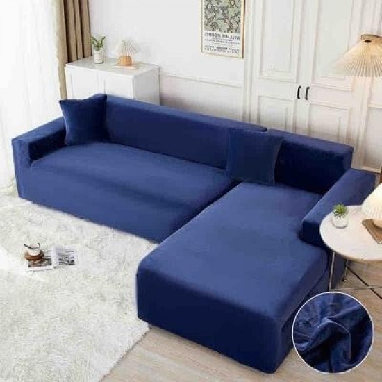 Set 2 Huse Elastice pentru Coltar, CATIFEA, Albastru, HCC-044 Huse Coltar Catifea