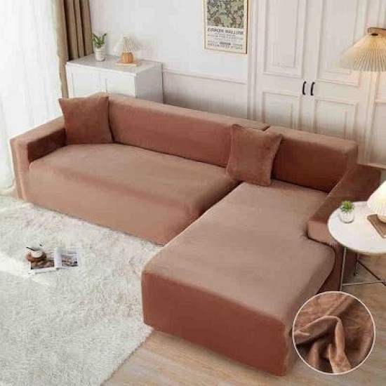 Set 2 Huse Elastice pentru Coltar, CATIFEA, Maro, HCC-045 Huse Coltar Catifea