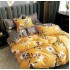 Lenjerie pat dublu, 4 piese, Bumbac Satinat Superior, Galben-Bej, flori, LDBS-208