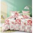 Set Lenjerie de Pat din Finet cu 2 Fete, 6 Piese, Pat 2 Persoane, Alb-Roz, pink bear, LDF-040