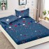 Husa pat cu elastic, Bumbac FINET, 180x200cm, 2 fete de perne 50x70cm, Albastru-Multicolor, stele, HDF-157