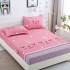 Husa pat cu elastic, Bumbac FINET, 180x200cm, 2 fete de perne 50x70cm, Roz-Gri, pisica, HDF-159