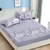 Husa pat cu elastic, Bumbac FINET, 180x200cm, 2 fete de perne 50x70cm, Blue-Alb, flori, HDF-161