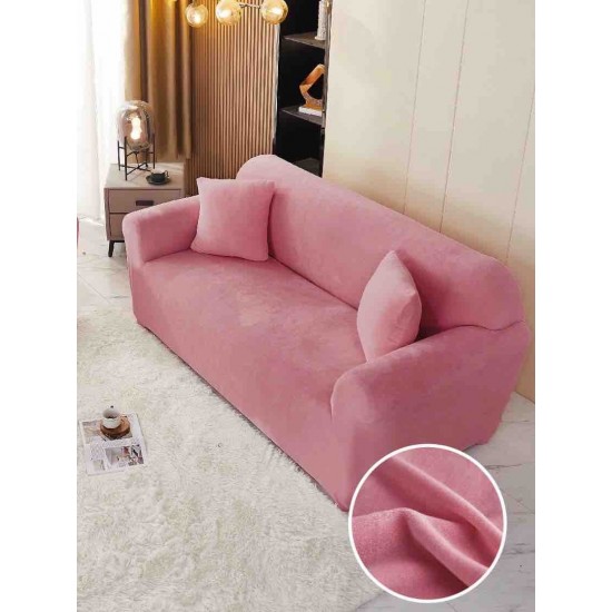 Husă Catifea pentru Canapea 2 Locuri – Elastică, Moale, Elegantă, Roz, HCC-054 Huse Canapea Catifea