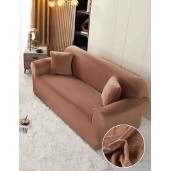 Husă Catifea pentru Canapea 4 Locuri – Elastică, Moale, Elegantă, Maro, HCC-055