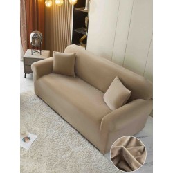 Husă Catifea pentru Canapea 2 Locuri – Elastică, Moale, Elegantă, Culoare Bej, HCC-056