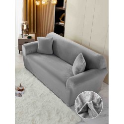 Husă Catifea pentru Canapea 2 Locuri – Elastică, Moale, Elegantă, Culoare Gri deschis, HCC-058