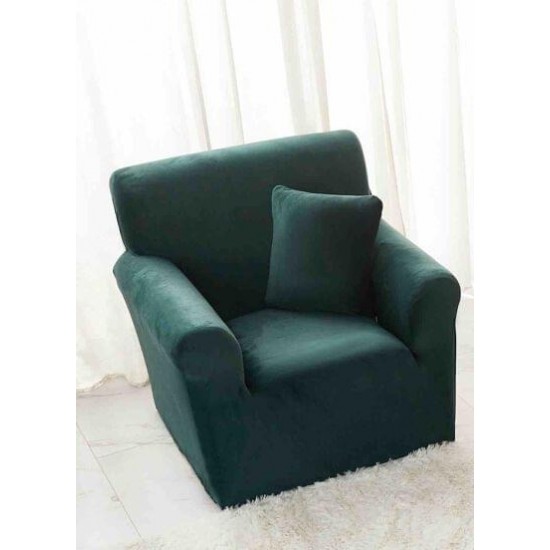 Husa elastica din CATIFEA pentru fotoliu, Verde, HCC-066 Huse Fotolii Catifea