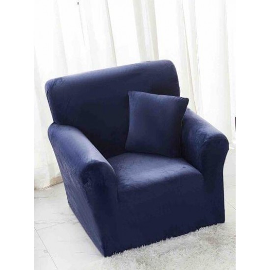 Husa elastica din CATIFEA pentru fotoliu, Albastru, HCC-069 Huse Fotolii Catifea