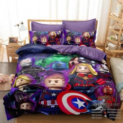 Lenjerie pat dublu, 6 piese, bumbac-finet, Mov-Multicolor, Lego Star Wars, LFD6PC-050