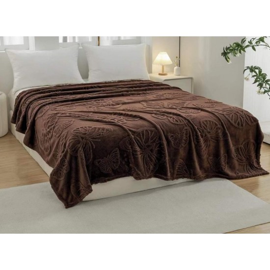 Patura Pufoasa COCOLINO 200 x 230 cm, imprimeu FLUTURI, Maro, PCS 025 Paturi Cocolino Slim