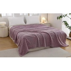 Patura Pufoasa COCOLINO 200 x 230 cm, imprimeu FLUTURI, Lila, PCS 033