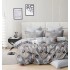 Lenjerie pat dublu, 4 piese, Bumbac Satinat Superior, Gri-Alb, pene, LDBS-144