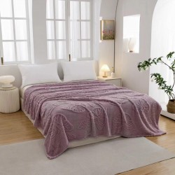 Patura Pufoasa COCOLINO 200 x 230 cm, imprimeu FLUTURI, Mov, OTM-039