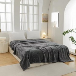 Patura Pufoasa COCOLINO 200 x 230 cm, imprimeu FLUTURI, Gri inchis, OTM-044