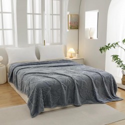 Patura Pufoasa COCOLINO 200 x 230 cm, imprimeu FLUTURI, Gri albastrui, OTM-047