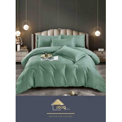 Lenjerie, pat dublu, cu ELASTIC, Damasc Finetat, 6 piese, Vernil, LDS-086