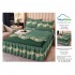 Cearsaf cu volanase, Bumbac FINET, plus 2 fete de perne 50x70cm, Verde-Galben, flori, OLBS-035