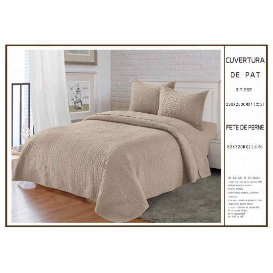 Cuvertura pentru pat dublu din Bumbac Satinat, 230x250cm, plus 2 fete de perna, Maro inchis, CBS-051 Cuverturi 3 piese Uni Bumbac-Satinat Cuvertura pentru pat dublu din Bumbac Satinat, 230x250cm, plus 2 fete de perna, Maro inchis, CBS-051 Cuverturi 3 piese Uni Bumbac-Satinat