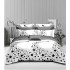 Set Lenjerie de Pat din Finet cu 2 Fete, 6 Piese, Pat 2 Persoane, Alb-Negru, stele, LDF-097