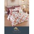 Set Lenjerie de Pat din Finet cu 2 Fete, 6 Piese, Pat 2 Persoane, Alb-Maro, flori, LDF-117