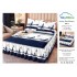 Cearsaf cu volanase, Bumbac FINET, plus  2 fete de perne 50x70cm, Albastru-Alb, fluturi, LDBS-071
