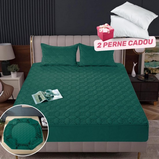 Pachet Promo: Huse/Topper pentru saltea cu elastic 180x200 cm, Verde, PH-086 Pachet Promo
