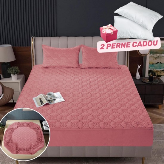 Pachet Promo: Huse/Topper pentru saltea cu elastic 180x200 cm, Roz, PH-088 Pachet Promo