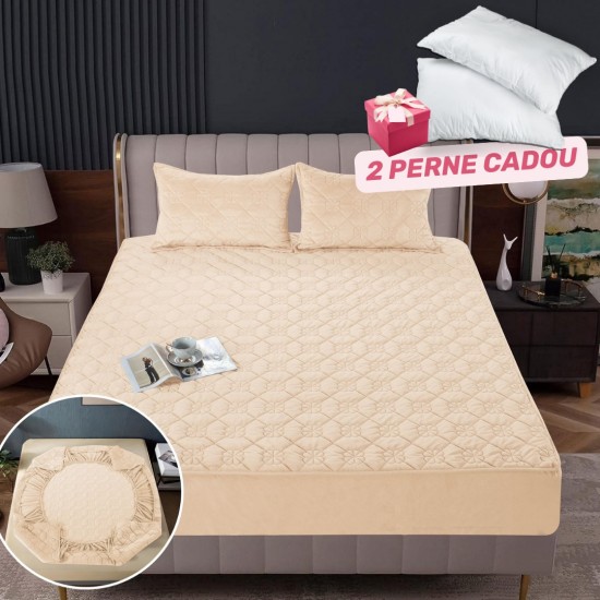 Pachet Promo: Huse/Topper pentru saltea cu elastic 180x200 cm, Crem, PH-087 Pachet Promo