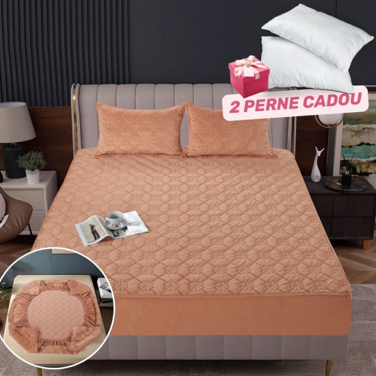 Pachet Promo: Huse/Topper pentru saltea cu elastic 180x200 cm, Maro, PH-089 Pachet Promo