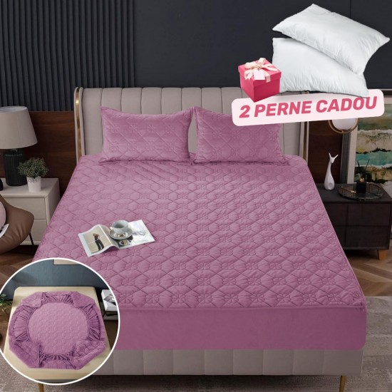 Pachet Promo: Huse/Topper pentru saltea cu elastic 180x200 cm, Lila, PH-091 Pachet Promo