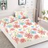Husa pat cu elastic, Bumbac FINET, 180x200cm, 2 fete de perne 50x70cm, Alb-Rosu, flori, HDF-142