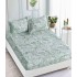 Cearsaf cu elastic COCOLINO, 180x200x25cm, plus 2 fete de perne, Verde-Alb, frunze, HC-047