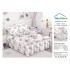 Lenjerie pat dublu, BUMBAC FINET, 6 piese, cu VOLANASE, Alb-Rosu, flori, LDV-009