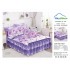 Lenjerie pat dublu, BUMBAC FINET, 6 piese, cu VOLANASE, Mov-Lila, flori, LDV-023