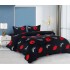 Lenjerie pat dublu, Super Pufoasa COCOLINO, 4 piese, Negru-Rosu, gene, LDC-021