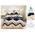 Lenjerie pat dublu, Super Pufoasa COCOLINO, 4 piese, Crem-Bleumarin, zig zag, LDC-091