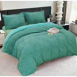 Set Pilota Pufoasa Cocolino, 3 Piese, 200x230 cm, cu Imprimeu FLUTURI 3D, Turquoise, PDC-117