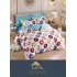 Set Lenjerie de Pat din Finet cu 2 Fete, 6 Piese, Pat 2 Persoane, Alb-Multicolor, gogosele, LDF-002