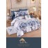 Set Lenjerie de Pat din Finet cu 2 Fete, 6 Piese, Pat 2 Persoane, Alb-Albastru, romburi, LDF-001