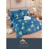 Set Lenjerie de Pat din Finet cu 2 Fete, 6 Piese, Pat 2 Persoane, Albastru-Galben, zodii, LDF-011