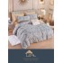 Set Lenjerie de Pat din Finet cu 2 Fete, 6 Piese, Pat 2 Persoane, Gri-Multicolor, frunze, LDF-034